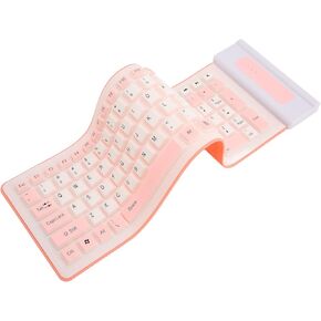 Silicone Keyboard, Foldable Silicone Keyboard Soft Waterproof Rollup Keyboard for PC Laptop Notebook, 103 Keys, Mute Typing, Lightweight (Black)