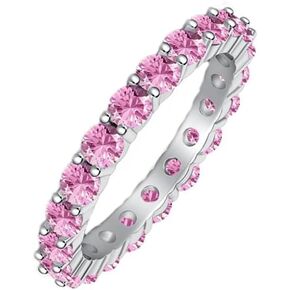 Women's Stackable Ring 925 Sterling Silver Stacked Engagement Rings Pink Cubic Zirconia Eternity Bands