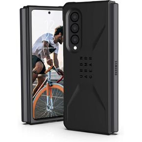 URBAN ARMOR GEAR UAG Designed for Samsung Galaxy Z Fold3 5G (2021) Case Civilian Sleek Ultra-Thin Shock-Absorbent Protective Cover, Black