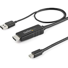 StarTech.com 6ft (2m) HDMI to Mini DisplayPort Cable 4K 30Hz - Active HDMI to mDP Adapter Converter Cable with Audio - USB Powered - Mac & Windows - Male to Male Video Adapter Cable (HD2MDPMM2M)