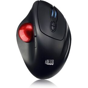 Adesso iMouse T30 Wireless Ergonomic Thumb Trackball Mouse with Nano USB Receiver, Programmable 7 Button Design, and 5 Level DPI Switch, Black