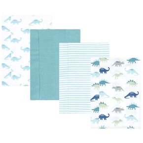 Hudson Baby Unisex Baby Cotton Flannel Burp Cloths, Soft Teal Dino, One Size