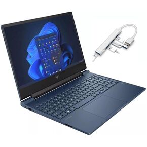 HP Victus 15.6" FHD 144HZ Gaming Laptop | Intel Core i5-12450H | NVIDIA GeForce GTX 3050 | Backlit | Gray | 8GB RAM | 512GB SSD | Windows 11 Home | Bundle with USB 3.0 Hub
