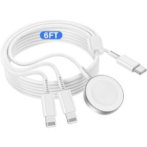 for Apple Watch Charger Cable, Upgraded 3 in 1 iWatch Charger USB C for iPhone＆Watch, Magnetic Wireless iWatch Cord 6ft Fast Charging for Apple Watch Series Ultra 9 8 7 6 5 4 3 SE ＆ iPhone 14 13 12