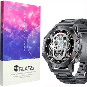 Compatible for SUNKTA Military Smart Watch Screen Protector, [3 Pack] 9H Tempered Glass Screen Protector Film Compatible for SUNKTA K52 1.39 Inches Smartwatch / Linwear K52 Military Smart Watches /