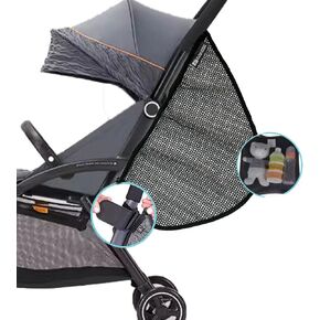 Portable Side Sling Stroller Cargo Net, Universal Fit Stroller Mesh Cargo Net and Organizer, Extra Stroller Storage Space, Non-Slip and Adjustable Straps, Black,1 Pack