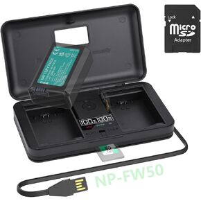 NP-FW50 Battery Charger for Sony Alpha A6500 A6300 A6000 A5000 A3000 NEX-3 A7 A7M2 A7R 7SM2 7M2 Camera Battery, Rapid USB Charger with LCD Batteries Capacity Display(Not Include The Battery)