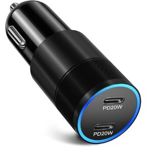 شاحن سيارة USB C 40 وات، شاحن سيارة Bangfun مزدوج المنفذ 12 فولت USB-C ولاعة السجائر قابس محول PD 3.0 شحن سريع من النوع C شاحن هاتف السيارة لهاتف iPhone 15 14 13 12 11 Pro Max iPad، سامسونج، بكسل (أسود) in Kuwait