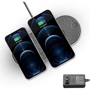 wireless charging pad,5 Coil wireless charging mat, Dual 10W fast charging,for iphone/Airpods, for All wireless charging Phones(Including 36W Adapter)
