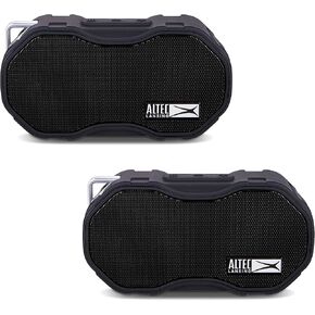 Altec Lansing Baby Boom XL - Waterproof Bluetooth Speaker, Wireless & Portable Speaker for Travel & Outdoor Use, Deep Bass & Loud Sound, 2 Pack, Black
