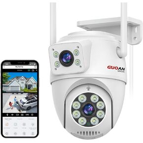 Dual Lens Security Camera Wireless Outdoor, Outdoor Camera with 3M Cord for Home, 24/7 Recording, AI Human Tracking, Full Color Night, IP66 Waterproof, 2-Way Talk,SD/Cloud Storage in Kuwait