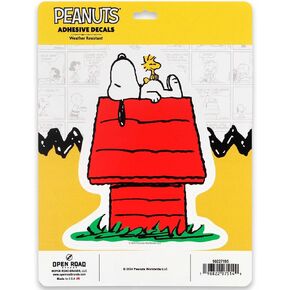 Open Road Brands Peanuts Snoopy On Dog House Adhesive Vinyl Decal - Adorable Snoopy Sticker Decal for Car, Window, Water Bottle or Laptop
