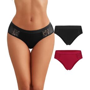 Avidlove Women Cotton Underwear Lace Hipster Brief Panties Ladies Stretch Underpants Multipack