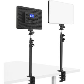 2 Pack Photography Lighting Kit, Built-in 8000mAh, Stepless Dimmable 2500-8500K Led Panel Light, Studio Stream Light for Video Recording/Game Streaming/Portrait, 115cm Camera Desk Mount Stand