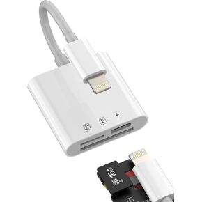 SD Card Reader Adapter(3in1) Lightning to Micro SD TF Charger Adaptador MFI Certified for iPhone Charging Flash Viewer Dongle Camera Memory Card Accessories for 14 13 12 11 Pro Max XS XR 8 7 Plus