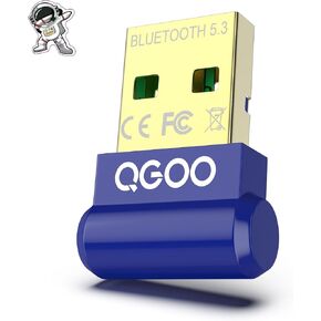 USB Bluetooth Adapter for PC - QGOO Bluetooth Dongle 5.3 EDR, Wireless Bluetooth Receiver for Desktop Computer Laptop Bluetooth Windows 8.1/10/11（blue-103）