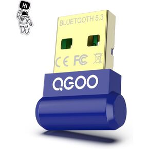 USB Bluetooth Adapter for PC - QGOO Bluetooth Dongle 5.3 EDR, Wireless Bluetooth Receiver for Desktop Computer Laptop Bluetooth Windows 8.1/10/11（blue-181）