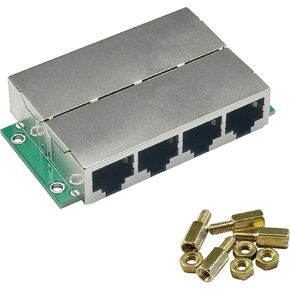4 Way RJ45 8P8C Female Pass Though inline Adapter, RJ45 Female to Female Ethernet Cable Extender for Cat5/Cat5e/Cat6 Cable