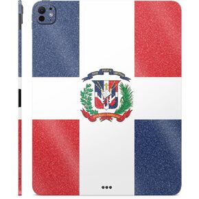 Glossy Glitter Skin Compatible with Apple iPad Pro 13 (M4) 2024 - Dominican Flag - Premium 3M Vinyl Protective Decal Cover - Easy to Apply | Crafted in The USA by MightySkins