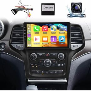 8-Core Android 13 Car Stereo for Jeep Grand Cherokee 2014-2020 with DSP+32EQ - 2+64G 9 inch IPS Touchscreen Radio - Wireless Carplay/Android Auto/WiFi/Mirror Link/GPS/SWC + AHD Backup Camera + Mic