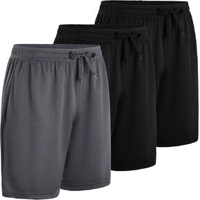 Men's 3 & 5 Pack Athletic Elastic Waistband Shorts, Workout Qucik Dry Basketball Shorts with Pockets