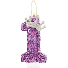 16th Birthday Candles for Girls, Purple Crown Number 16 Candle for Cake Topper Decorations for Girls Birthday Party Wedding Anniversary Celebration Supplies