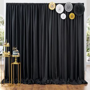 10ft×10ft Thick Baby Blue Backdrop Curtains Panels for Parties, 2 Panels 5×10ft Black Backdrop Drapes for Wedding Birthday Baby Shower Home Decor, Polyester Photo Photography Stage Backdrop Curtain
