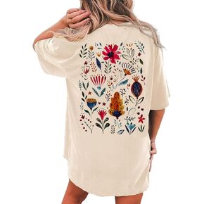 Wildflowers T-Shirts for Women Oversize Vintage Floral Shirts Inspirational Tee Shirts Flower Plant Shirt