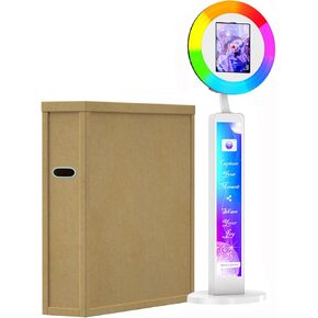 Portable Photo Booth Compatible with Ipad 12.9in 10.9in 10.2in, Ipad Photo Booth for Christmas Wedding Party Shell Stand Software APP Control Ring Light, Honeycomb Case White