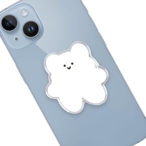 Cute Phone Grip with Bear,Grip Stand Cell Phone Accessory Collapsible,Expandable for Multi Functional Suction Cup Phone Mount for Back of Phone Grip Holder Portable(White Bear)