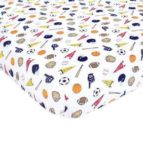 Hudson Baby Unisex Baby Cotton Fitted Crib Sheet, Sports Fan, One Size