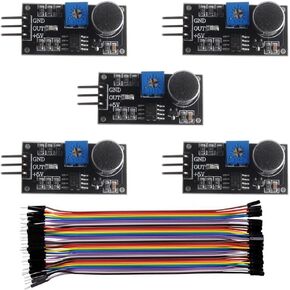 LM393 Sound Sensor Module - High Sensitivity Microphone Sound Detection Sensor with 3.3-5V Digital Onboard Potentiometer Led Indicator for Ar-duino (Pack of 5)