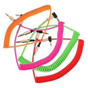 4pcs Spring Audio Cable Right Angle Aux Cable Engineering Sync Cable Short Aux Cable Stereo Audio Cable Speaker Aux Cable 3.5mm Audio Cable HiFi Audio Cord Metal Car Speaker Cable