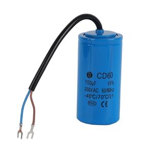 Run Capacitor, CD60 Run Capacitor with Wire 250V AC 150uF 50/60Hz for Motor Air Compressor for Air Conditioners Compressors and Motors