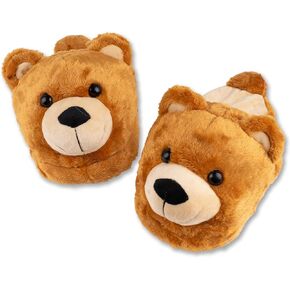 BelugaDesign Bear Slippers | Cute Anime Kawaii Animal Indoor House Shoes | Brown Beige Plush Poofy Pastel Winter Christmas Slides