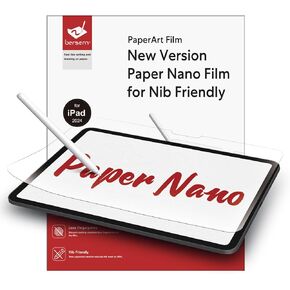 bersem 2-Pack New Paper Nano Screen Protector Compatible with iPad Pro 11 Inch 2024 (M4), Matte PET Film for Paper Art Writing, Nib Friendly, Anti-Glare, Easy Installation, Nano-Texture