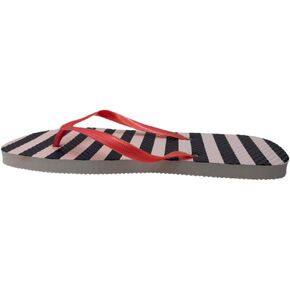 Midnight Stripes Slip-On Flip Flops for Beach, Pool and Travel, Women's Beach Sandals Size 7/8, Navy Blue