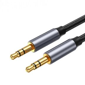 3.5mm Aux Cable (1.6ft/0.5m) Hi-Fi Sound Nylon Braided Auxiliary Audio Cable Adapter Male to Male AUX Cord for Headphones Car Home Stereos Speaker iPhone iPad iPod Echo and More – Grey