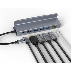 موزع USB C متعدد المنافذ من Tiergrade، موزع USB C 6 في 1 مع HDMI 4K 60 هرتز، 3 USB A 3.0، النوع C، Micro USB، صوت، إيثرنت لجهاز MacBook Pro Chromebook Pixel والمزيد in Kuwait