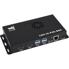 Waveshare PoE Mini-Computer Based On Raspberry Pi Compute Module 4 (NOT Included) Waveshare CM4 PoE IO Board Inside Metal Case with Cooling Fan