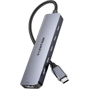 LENTION 6-in-1 USB C Hub Dock with 4K @60HZ HDMI Display, 4 USB-C Ports (USB 3.2 Gen 2, 10 Gbps), PD 100W Charging and for iPhone15 Series, New MacBook Pro, Mac Air, More (CE33, Space Gray)