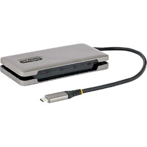 StarTech.com 4-Port USB-C Hub, 4X USB-C Ports, USB 3.1-10Gbps - Portable USB C Hub w/ 100W Power Delivery Pass-Through - USB Type C Hub w/ 12.6in/32cm Wrap-Around Cable - USBC Splitter (HB31CM4CPD3)