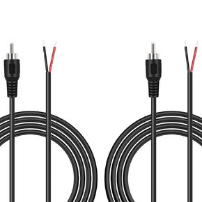 2 Pack 6ft RCA Male to Speaker Wire, RCA Male Plug Adapter Connector to Bare Wire Open End Audio Cable for Amplifier Audio Video Receiver Speakers