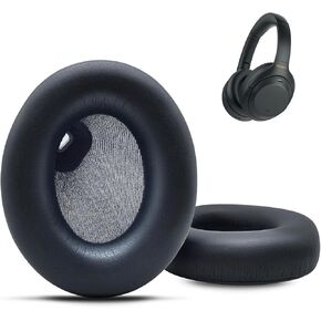 WH-1000XM4 Earpad Cushions, Replacement Ear Pad for Sony WH-1000XM4 Headphones with Noise Isolation Foam Soft Protein Leather (Black)