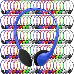 Xuhal 200 Pack Kids Headphones Bulk Classroom Headphones for Student with 3.5 mm Plug Wired On Ear Headphones for School Library Museums Children Teens Boys Girls Adults (Black)