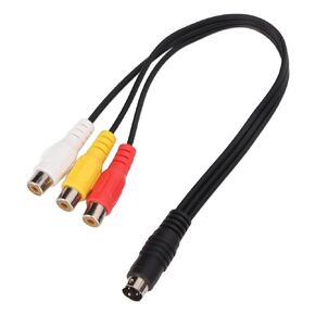 ciciglow Video Adapter Cable, S Video 4 Pin Male to 3RCA Female Connector Cable with Double Shielding Video Adapter Cord 1.0ft Stable