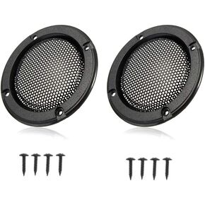 Flushbay 2PCS 4 Inch Car Speaker Grill Cover Guard Protector Speaker Decorative Circle with Black Metal Mesh Speaker Decorative Circle 8 Screws Included Audio Accessories (4 inch)