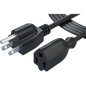 6Ft Power Extension Cord Cable Extender - 18AWG NEMA 5-15P to 5-15R Strip Liberator Charger Outlet Saver Extra Long 6FT