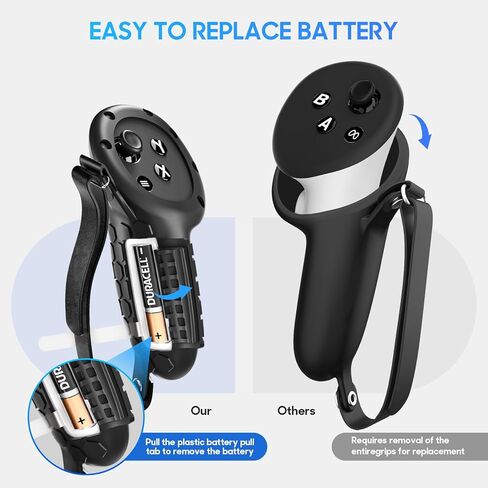 غطاء مقابض وحدة التحكم Lampelc لملحقات Meta/Oculus Quest 3، واقي مقابض اليد من السيليكون VR مع غطاء فتحة البطارية وأشرطة مفصل قابلة للتعديل in Kuwait