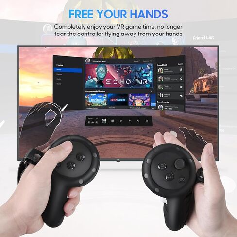 غطاء مقابض وحدة التحكم Lampelc لملحقات Meta/Oculus Quest 3، واقي مقابض اليد من السيليكون VR مع غطاء فتحة البطارية وأشرطة مفصل قابلة للتعديل in Kuwait